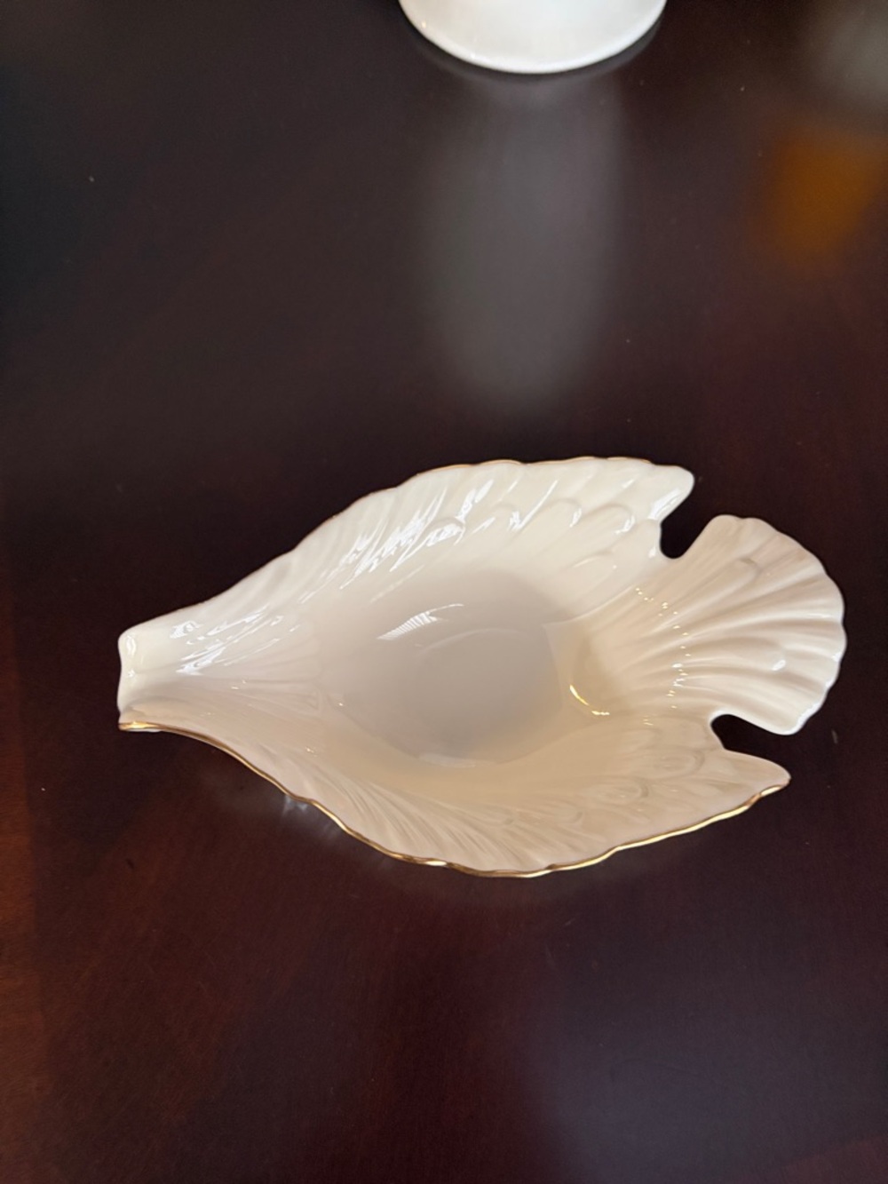 Lenox White Porcelain Dove Dish with Gold Laurel Mark